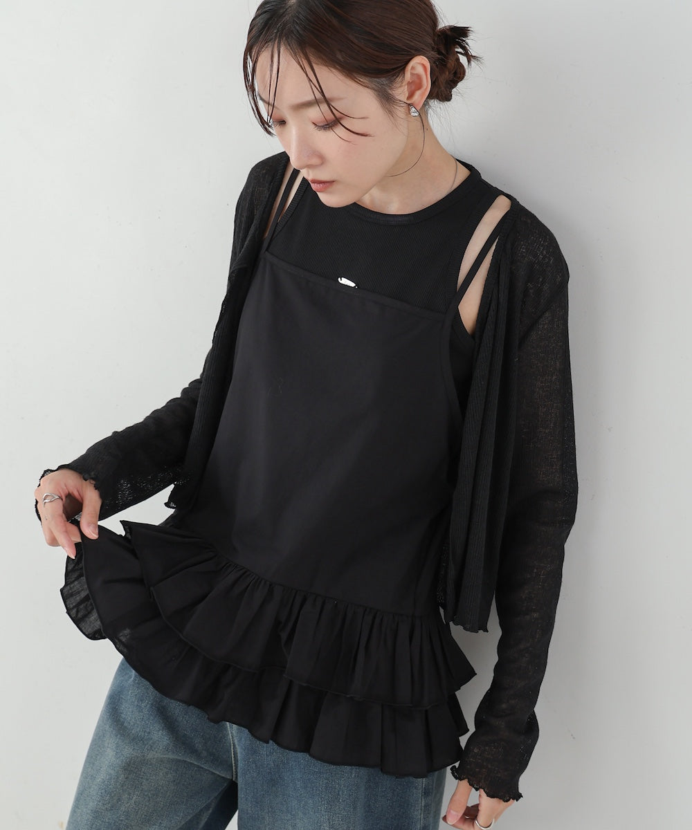 コットンフリルキャミトップス