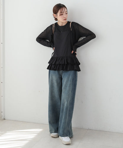 コットンフリルキャミトップス