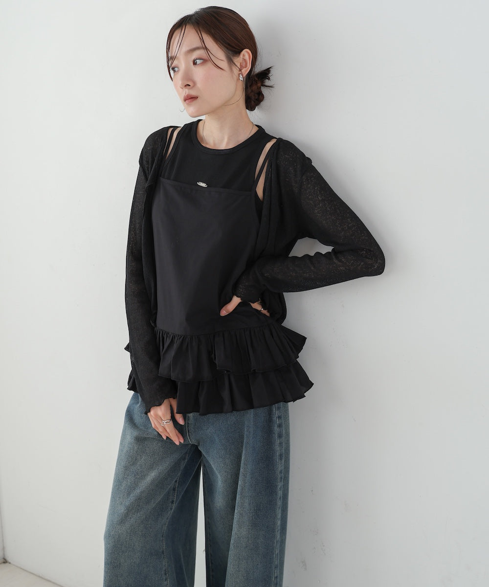 コットンフリルキャミトップス