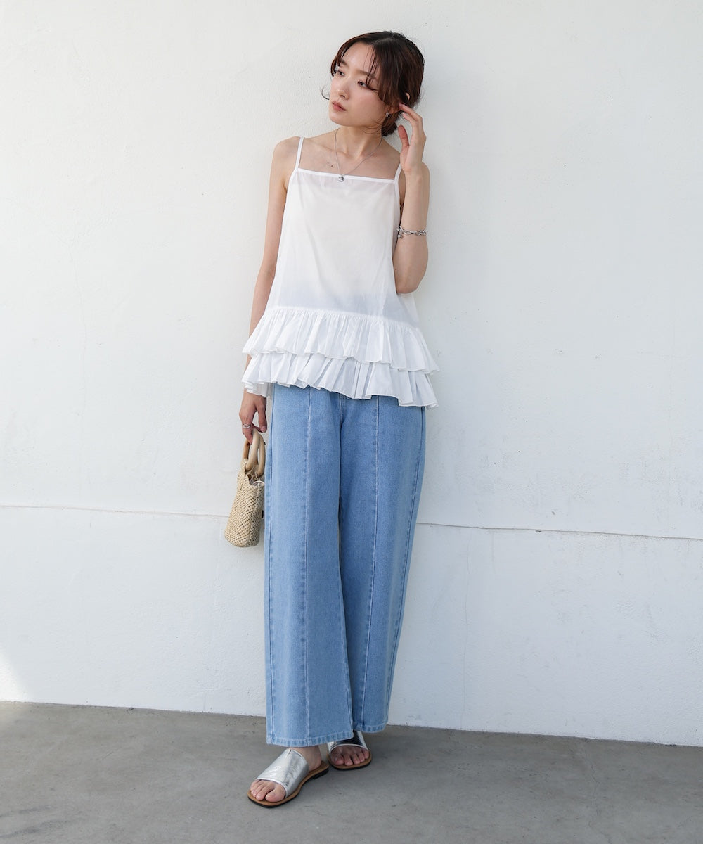 コットンフリルキャミトップス