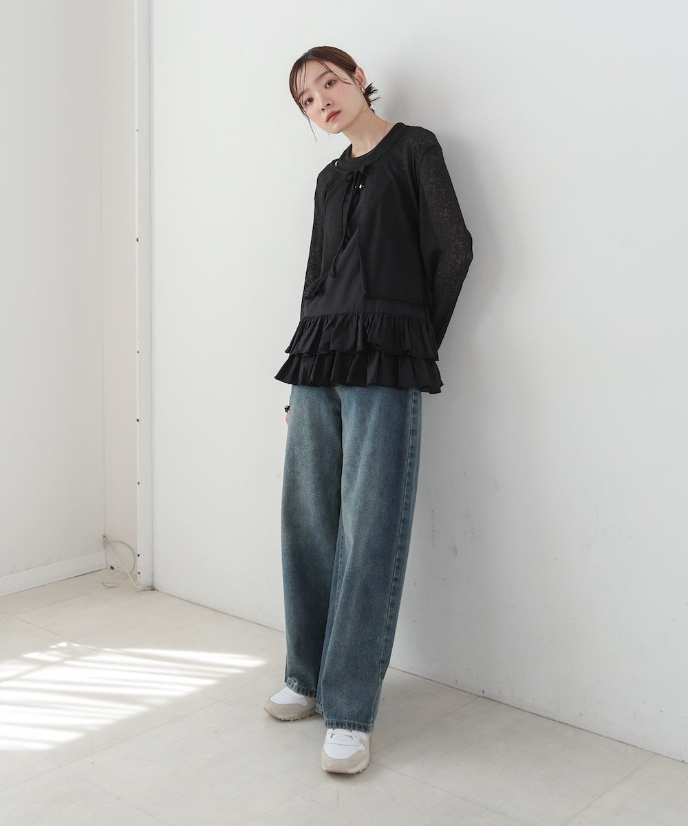コットンフリルキャミトップス