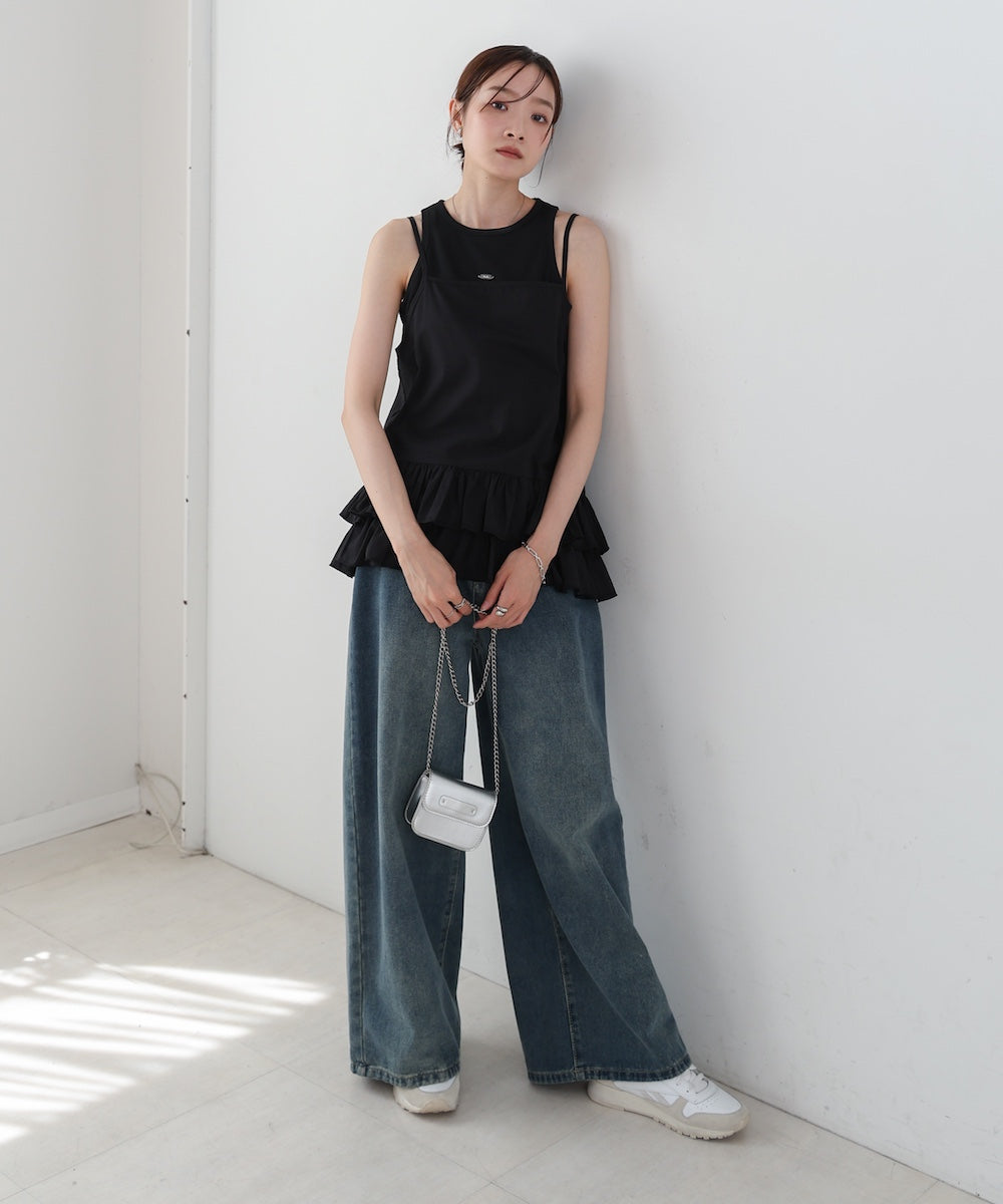 コットンフリルキャミトップス