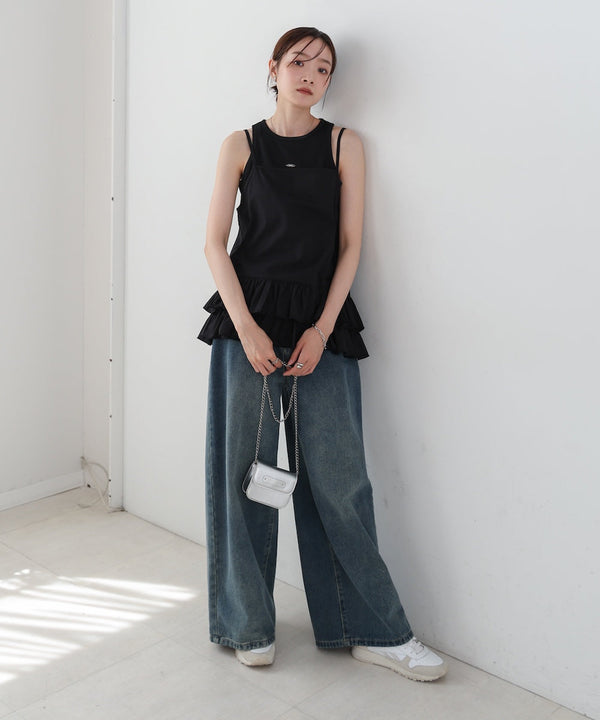 コットンフリルキャミトップス