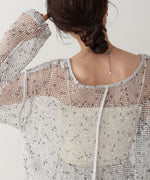 ミックスメッシュニットソートップス