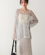 ミックスメッシュニットソートップス