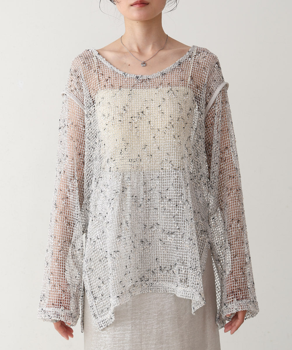 ミックスメッシュニットソートップス