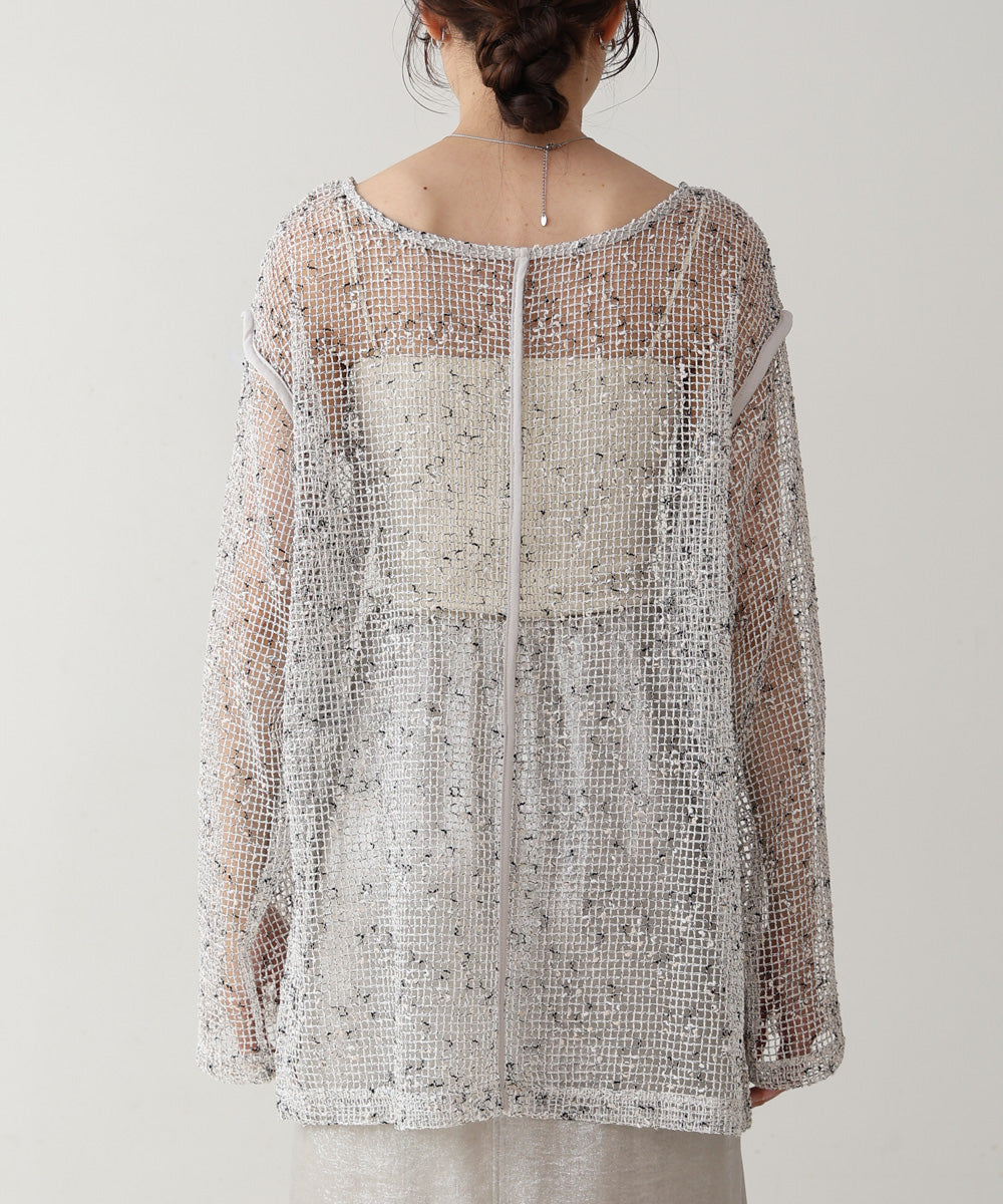 ミックスメッシュニットソートップス