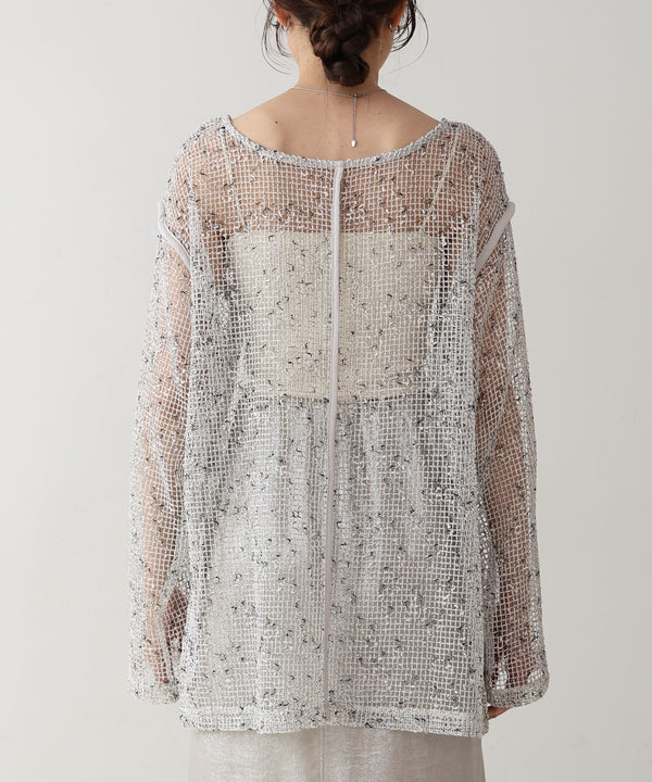 ミックスメッシュニットソートップス