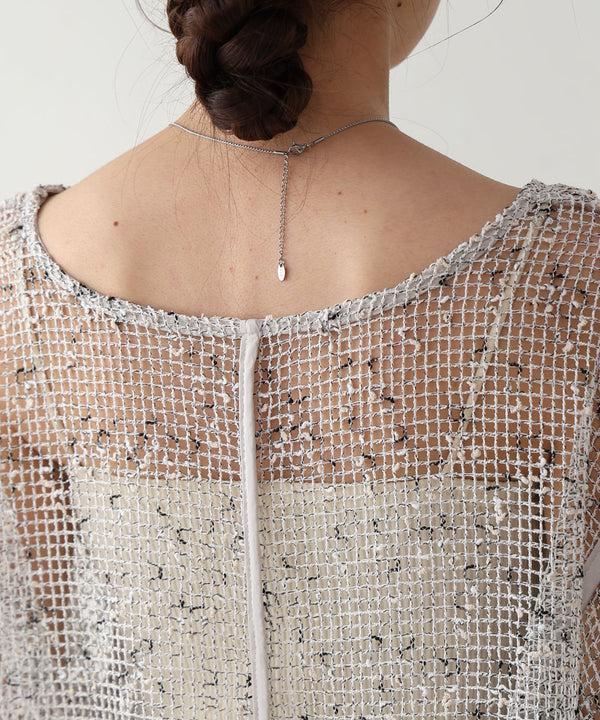 ミックスメッシュニットソートップス