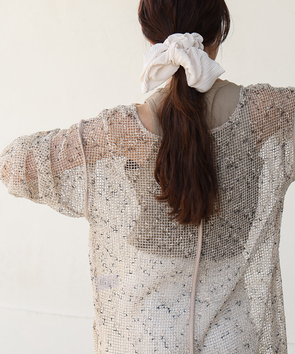 ミックスメッシュニットソートップス