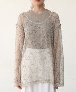 ミックスメッシュニットソートップス