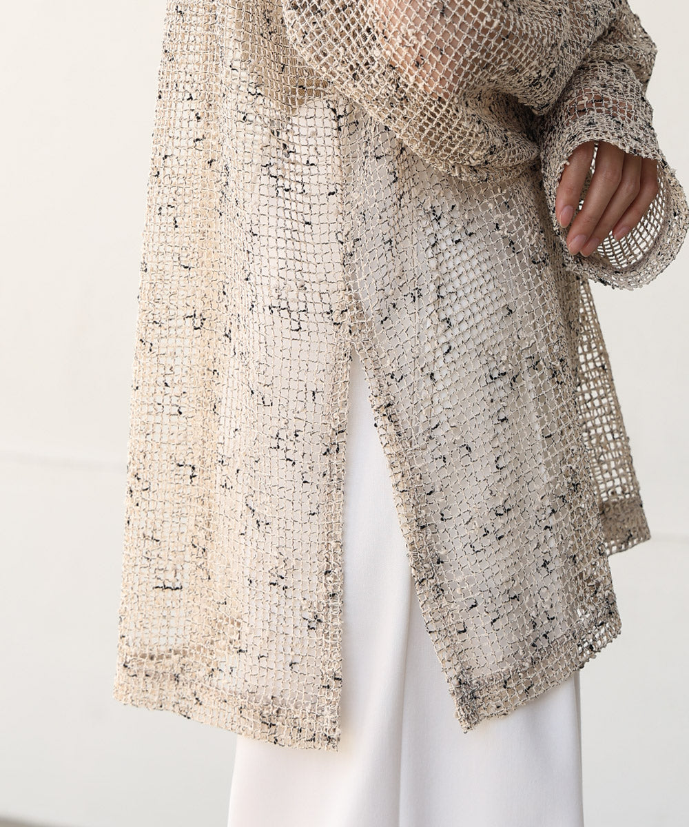 ミックスメッシュニットソートップス