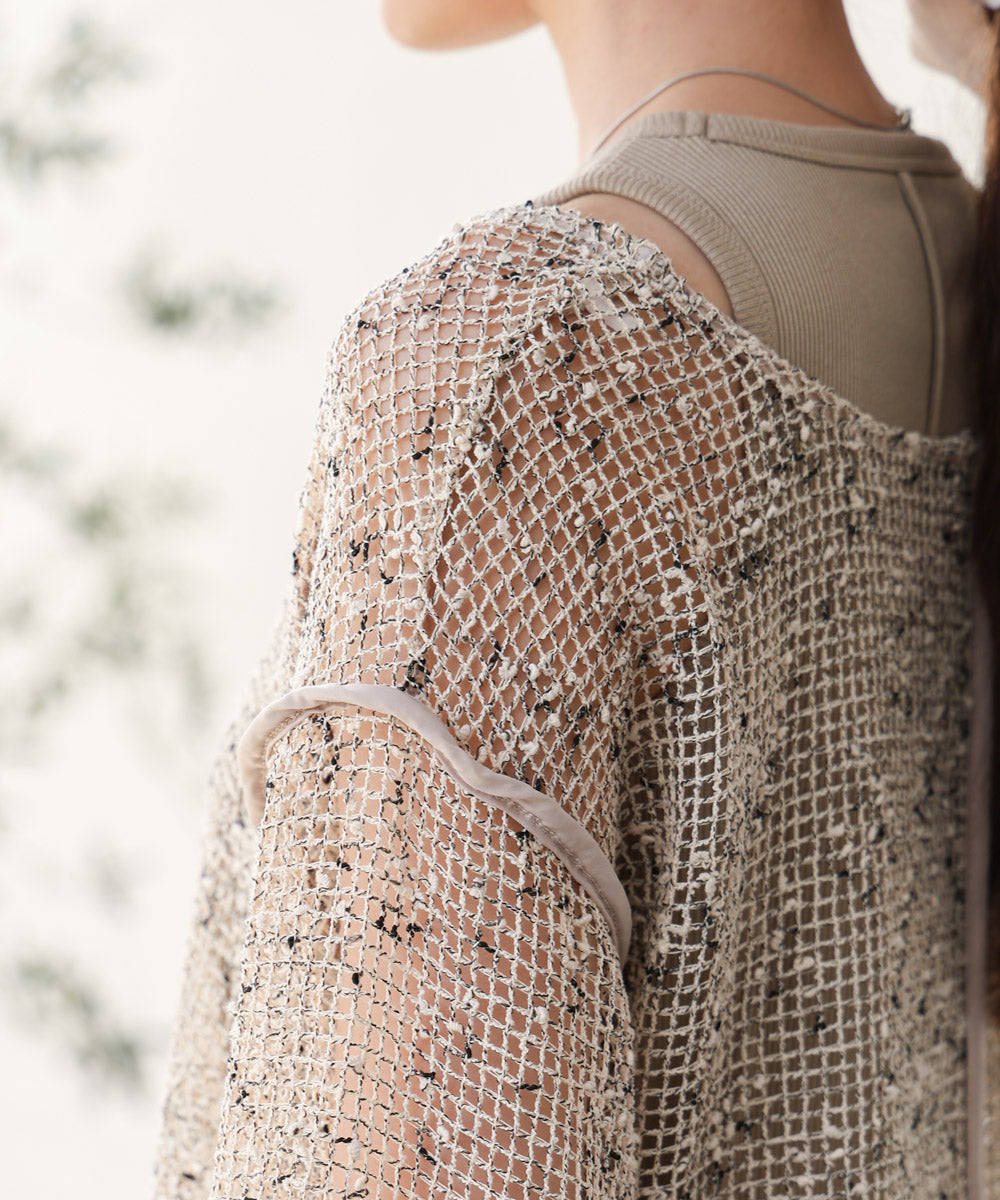 ミックスメッシュニットソートップス