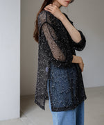 ミックスメッシュニットソートップス