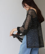 ミックスメッシュニットソートップス