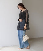 ミックスメッシュニットソートップス