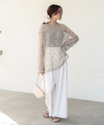 ミックスメッシュニットソートップス