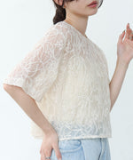 コード刺繍オーガンジーブラウス