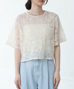 コード刺繍オーガンジーブラウス