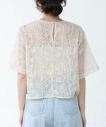 コード刺繍オーガンジーブラウス