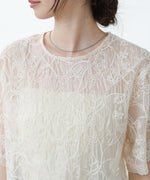コード刺繍オーガンジーブラウス