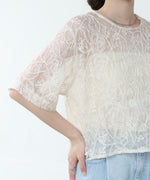 コード刺繍オーガンジーブラウス