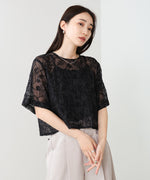 コード刺繍オーガンジーブラウス