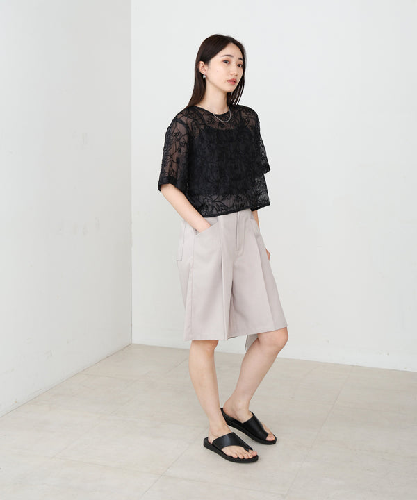 コード刺繍オーガンジーブラウス