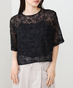 コード刺繍オーガンジーブラウス