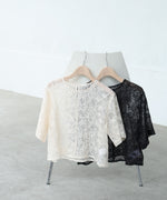 コード刺繍オーガンジーブラウス