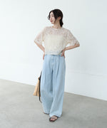 コード刺繍オーガンジーブラウス