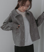 ムラ合皮配色ステッチジャケット