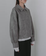 ムラ合皮配色ステッチジャケット