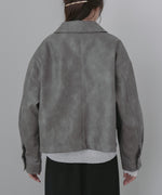 ムラ合皮配色ステッチジャケット