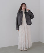 ムラ合皮配色ステッチジャケット