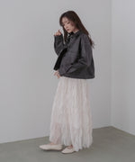 ムラ合皮配色ステッチジャケット