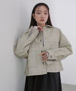 ムラ合皮配色ステッチジャケット