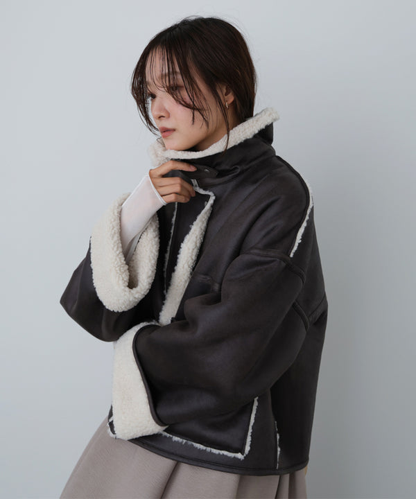 フェイクスエード×ボアボンディングムートンブルゾン