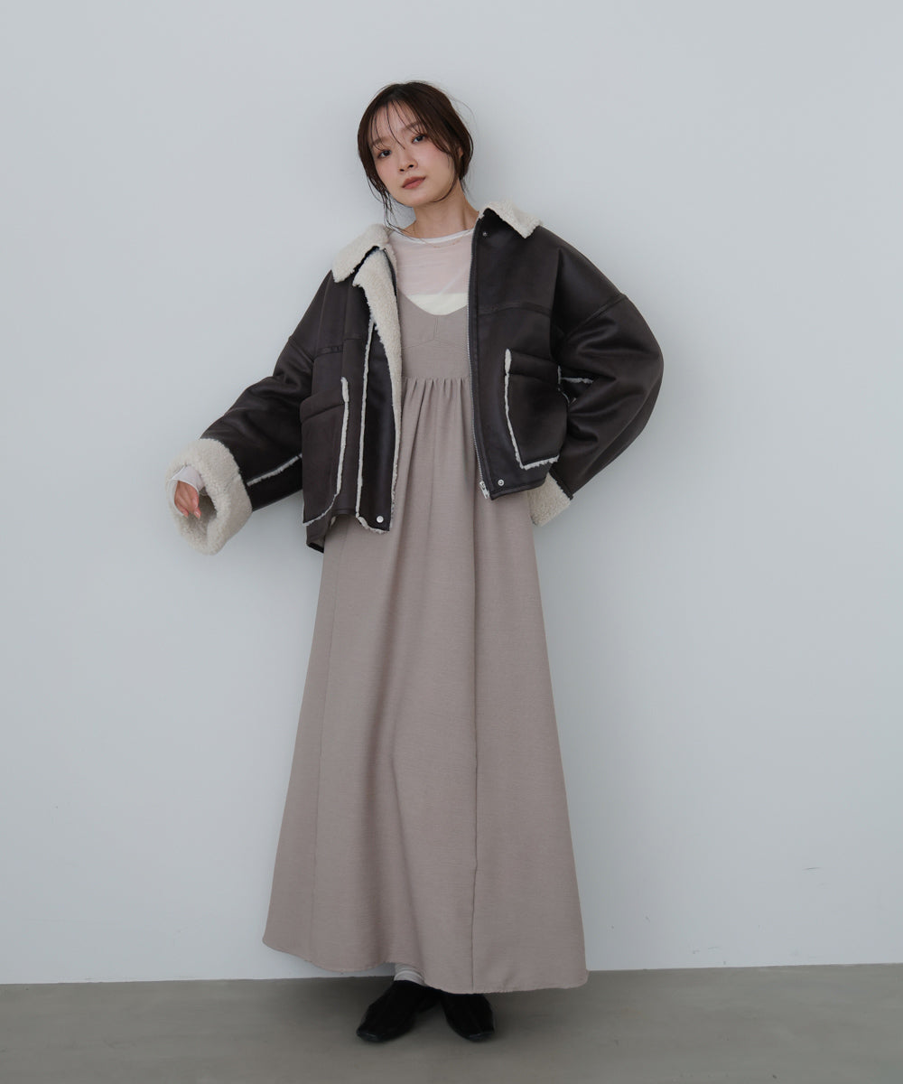 フェイクスエード×ボアボンディングムートンブルゾン