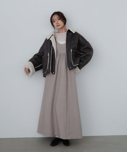 フェイクスエード×ボアボンディングムートンブルゾン