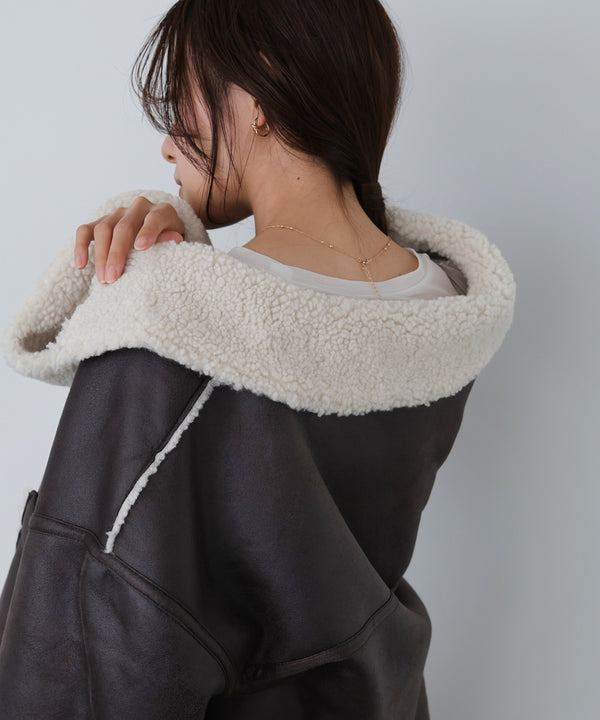 フェイクスエード×ボアボンディングムートンブルゾン