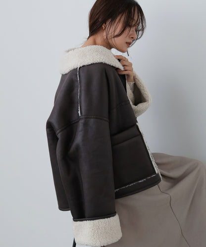 フェイクスエード×ボアボンディングムートンブルゾン