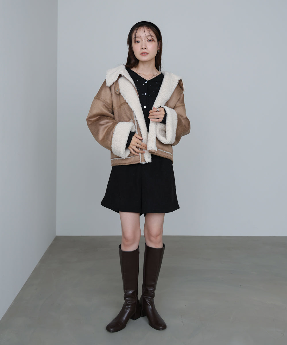 フェイクスエード×ボアボンディングムートンブルゾン