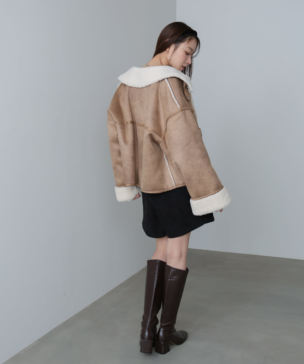 フェイクスエード×ボアボンディングムートンブルゾン