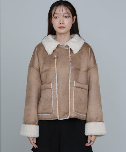 フェイクスエード×ボアボンディングムートンブルゾン