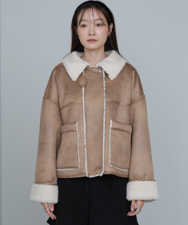 フェイクスエード×ボアボンディングムートンブルゾン