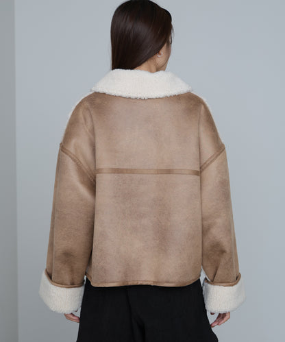 フェイクスエード×ボアボンディングムートンブルゾン