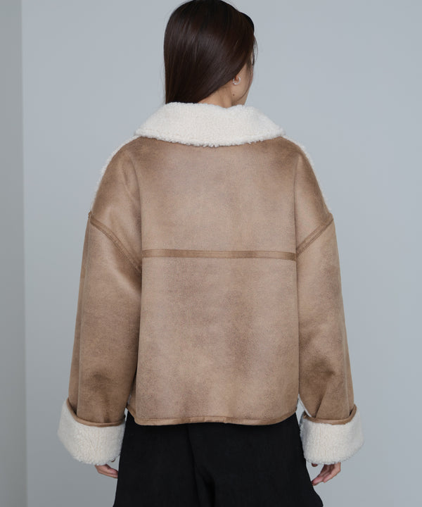 フェイクスエード×ボアボンディングムートンブルゾン