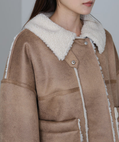 フェイクスエード×ボアボンディングムートンブルゾン