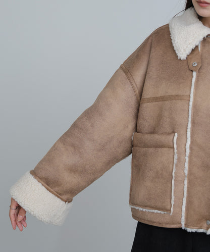 フェイクスエード×ボアボンディングムートンブルゾン